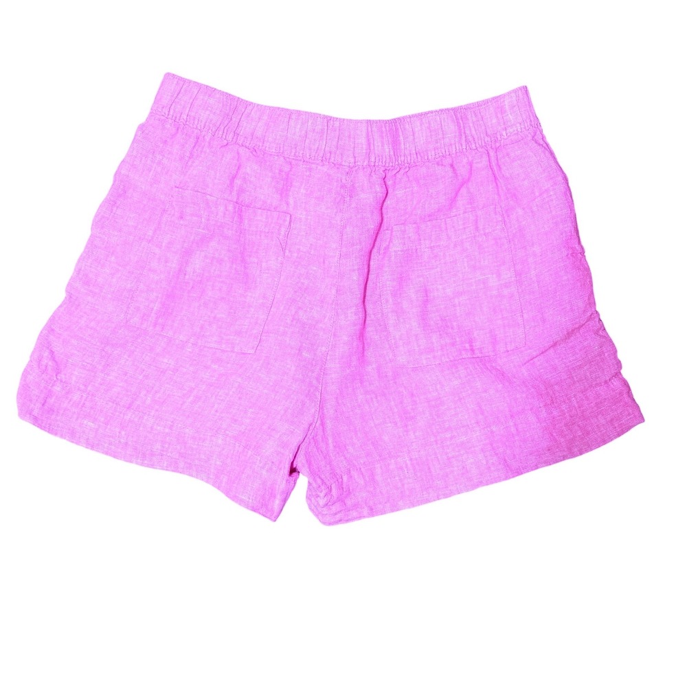 C&C California Pink 100% Linen Elastic Waist Shorts Womens Large Pockets